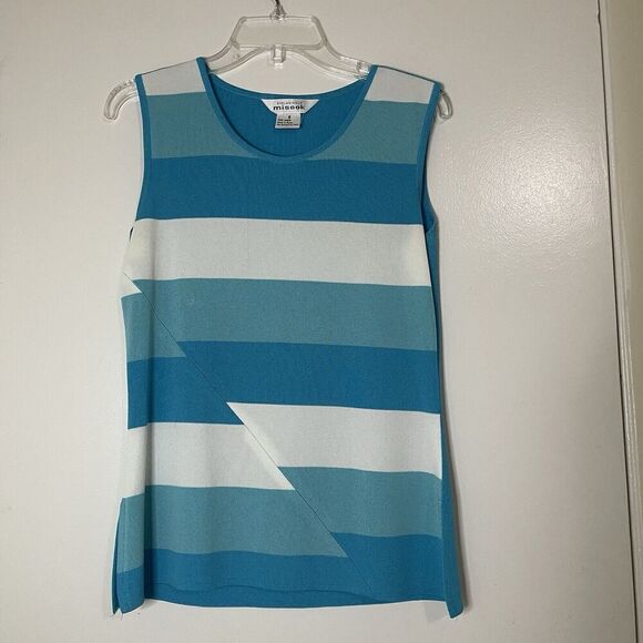 Exclusively Misook Blue striped color block cardigan sweater 2 piece Small - Picture 5 of 8